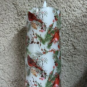 New Festive Cardinal and Pine Candles